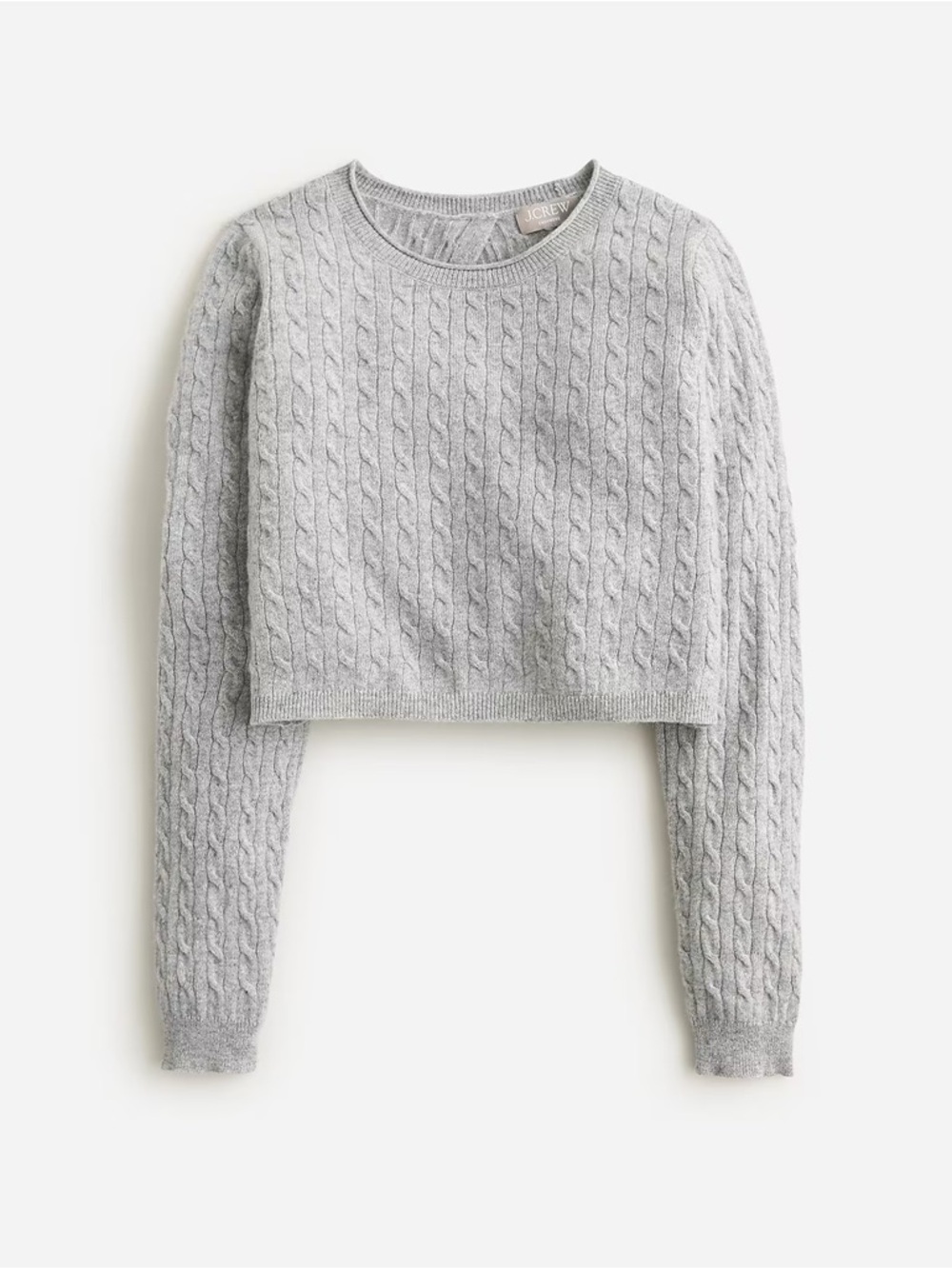 J. Crew Cashmere Tie Back Cable-Knit Cropped Sweater Size Large